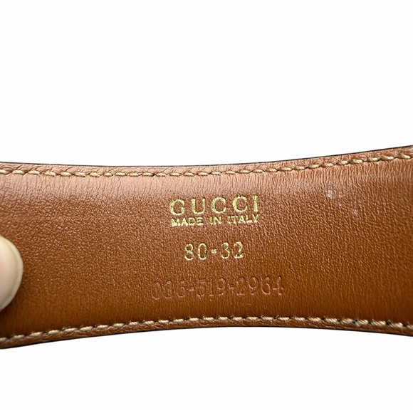 Authentic Gucci Black Leather GG Belt | Gold Double G Buckle | Size 80 / 32 - Picture 7 of 8